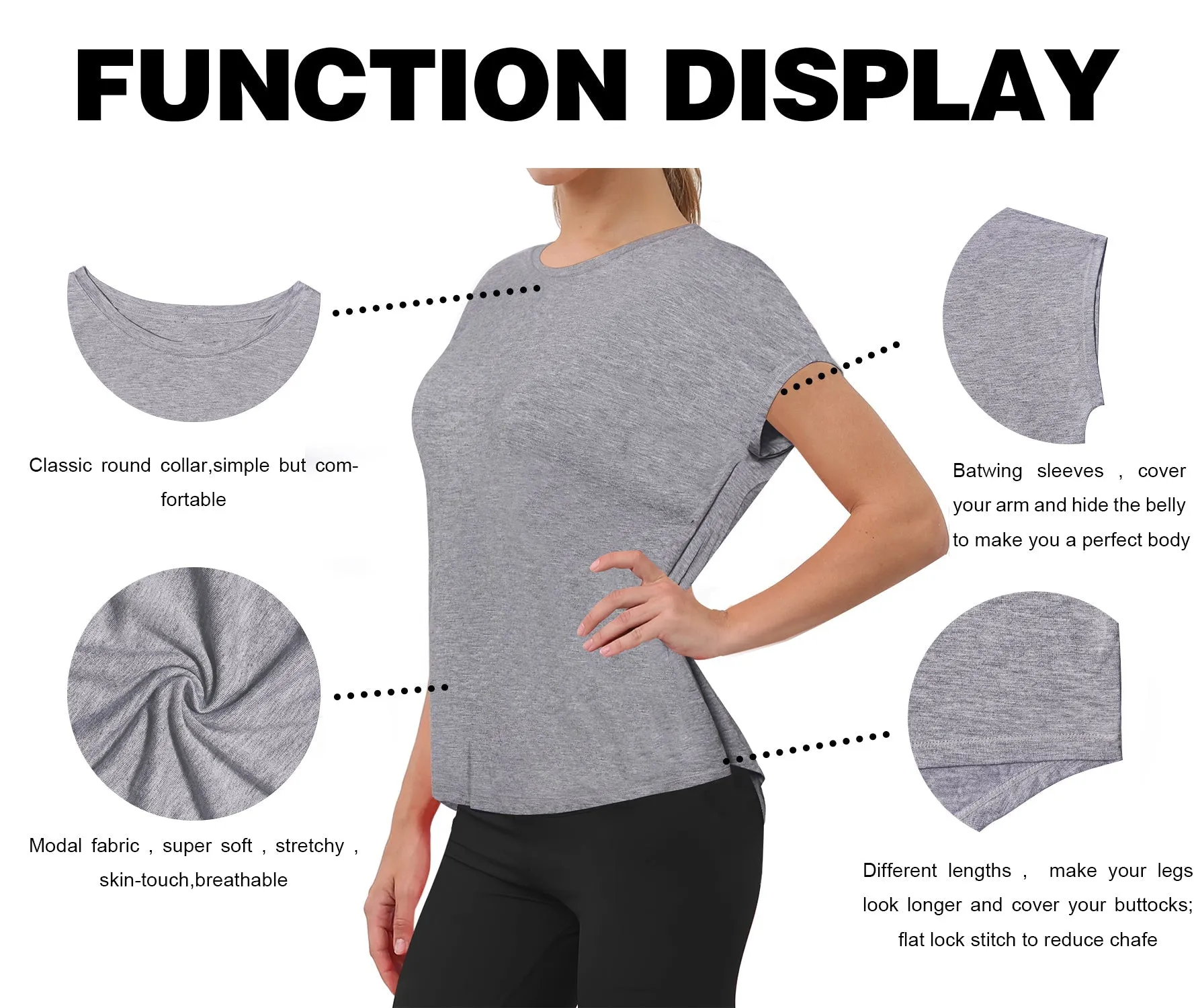 Hip Length Short Sleeve Shirt heathergray_Jogging