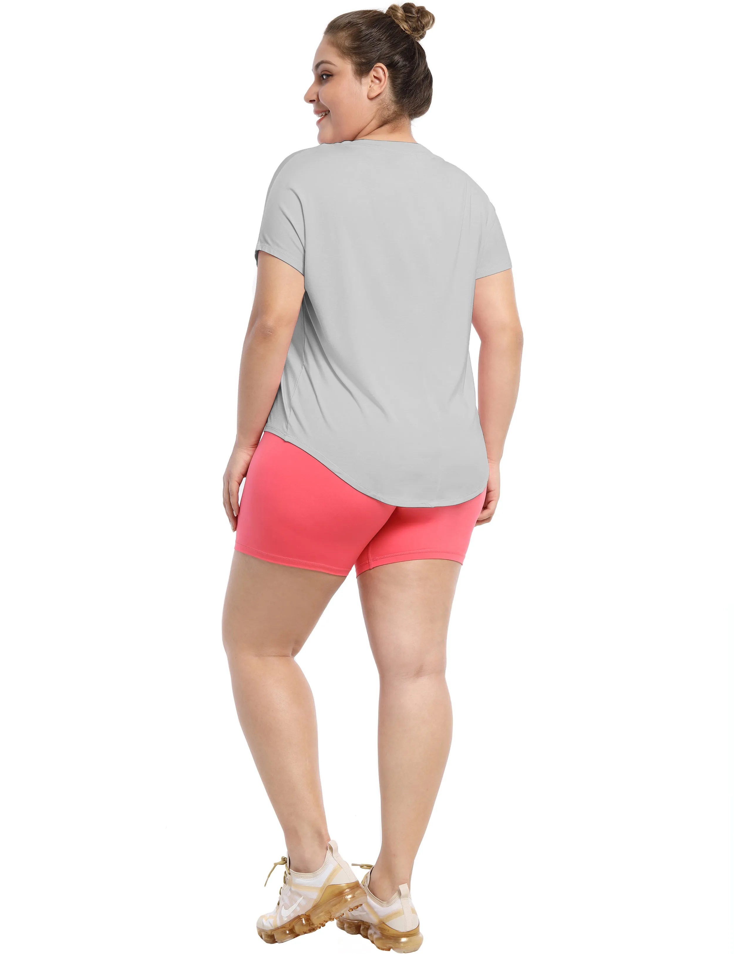 Hip Length Short Sleeve Shirt lightgray_Jogging