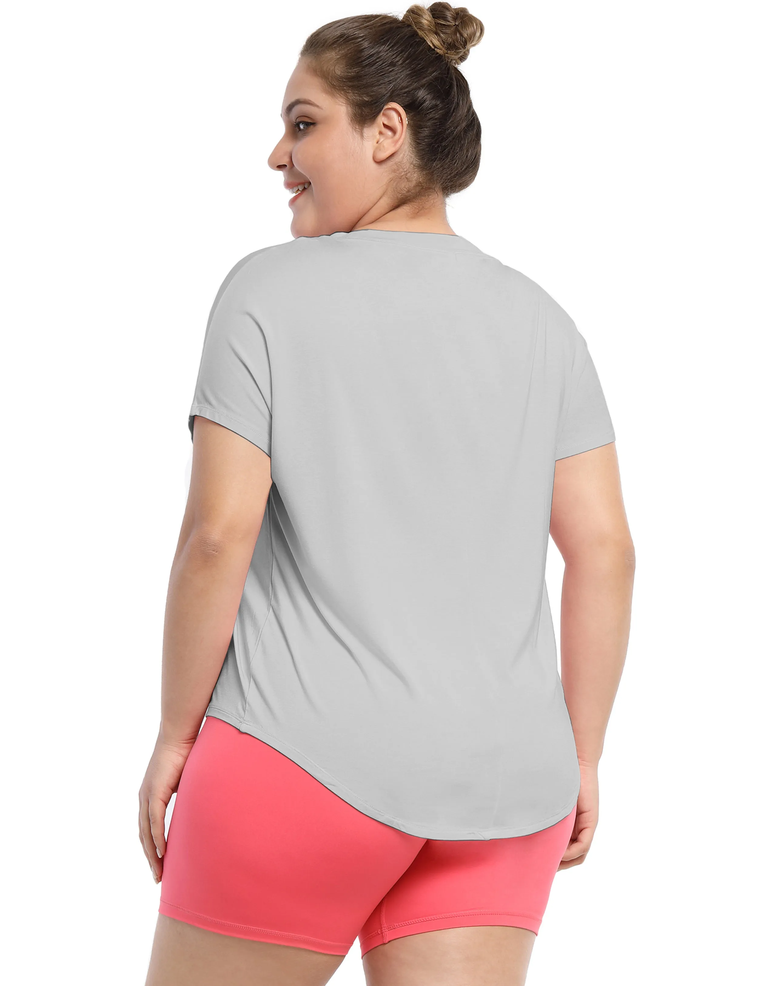 Hip Length Short Sleeve Shirt lightgray_Jogging