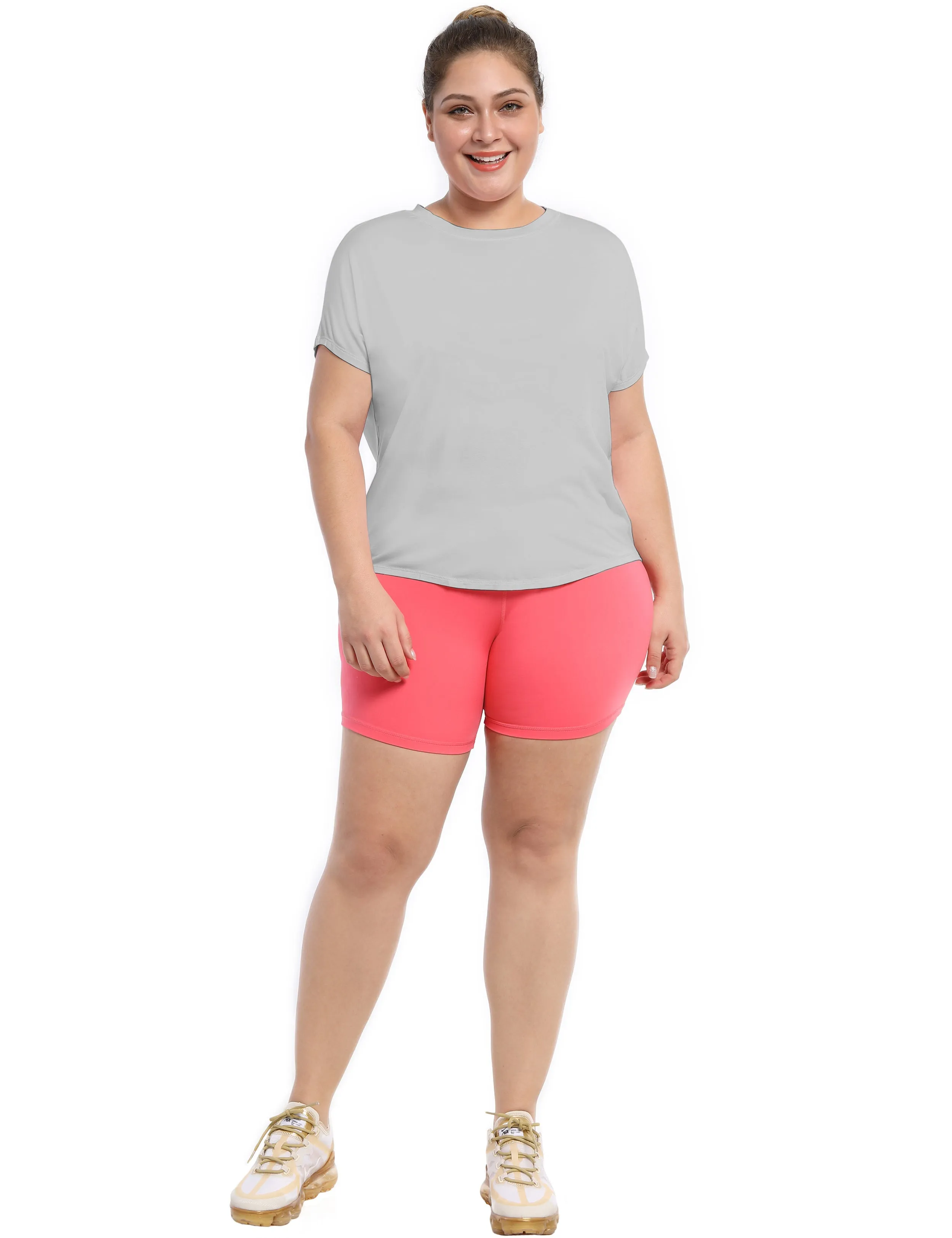 Hip Length Short Sleeve Shirt lightgray_Jogging