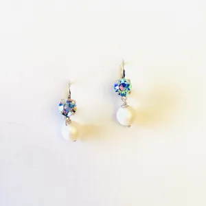 Iridescent White Light Sapphire Pearl Drop Earring