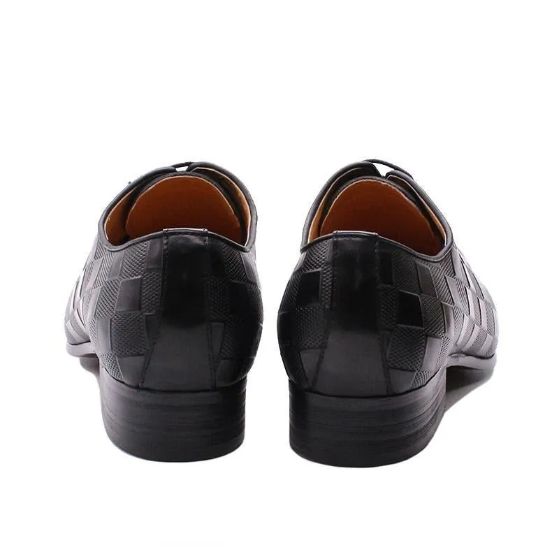 Italian Eleganza Plaid Lace-Up Oxford Dress Shoes