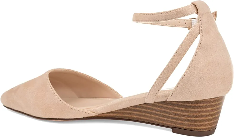 Journee Collection Women's Arkie Ankle Strap Sliver Wedge Color Nude Size 9M