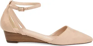 Journee Collection Women's Arkie Ankle Strap Sliver Wedge Color Nude Size 9M