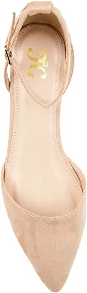 Journee Collection Women's Arkie Ankle Strap Sliver Wedge Color Nude Size 9M