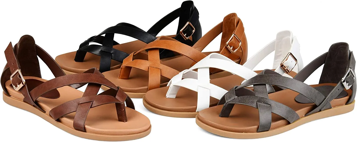 Journee Collection Women's Cuffed Ankle Gladiator Sandal  Color Brown Size 8.5M