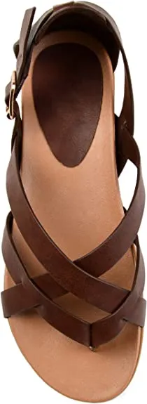 Journee Collection Women's Cuffed Ankle Gladiator Sandal  Color Brown Size 8.5M