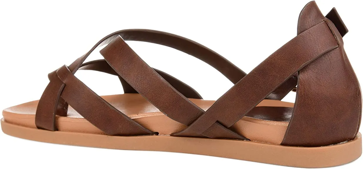 Journee Collection Women's Cuffed Ankle Gladiator Sandal  Color Brown Size 8.5M