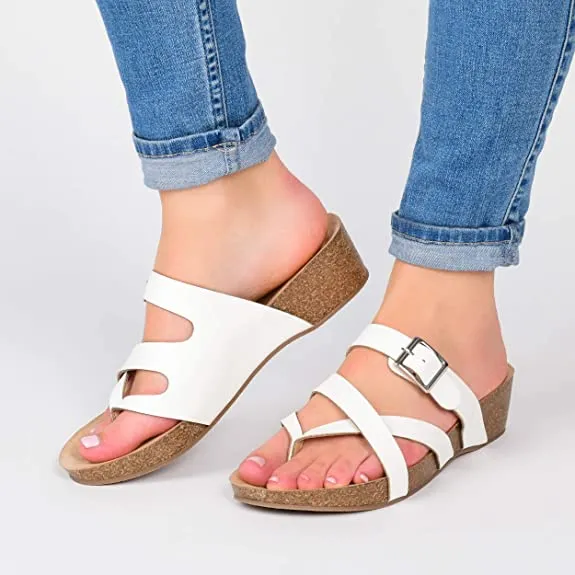 Journee Collection Womens Madrid Wedge Sandal  Color Black Size 7.5M