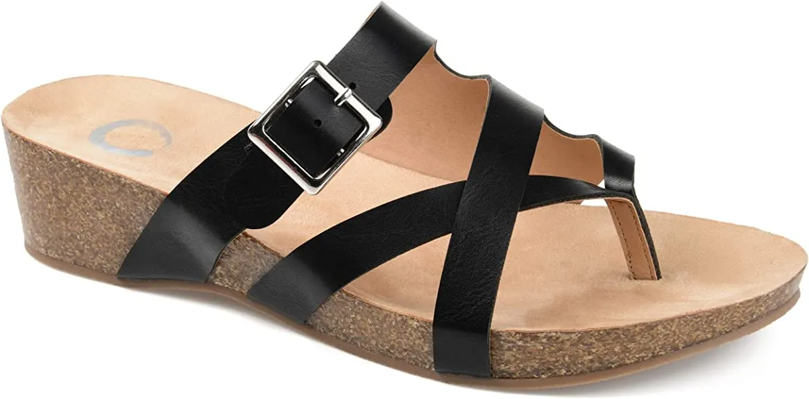 Journee Collection Womens Madrid Wedge Sandal  Color Black Size 7.5M