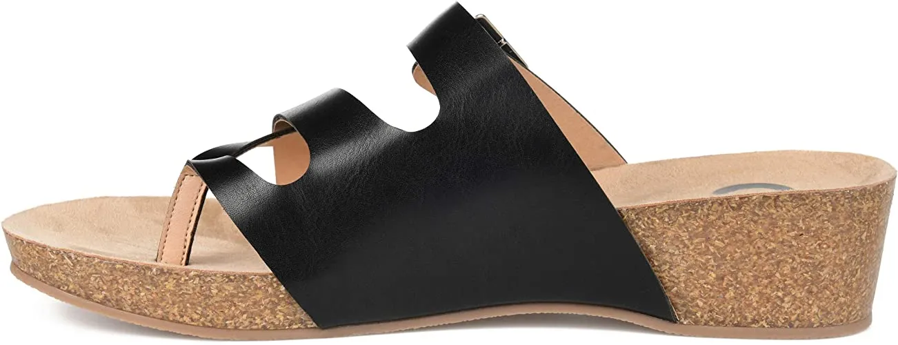 Journee Collection Womens Madrid Wedge Sandal  Color Black Size 7.5M