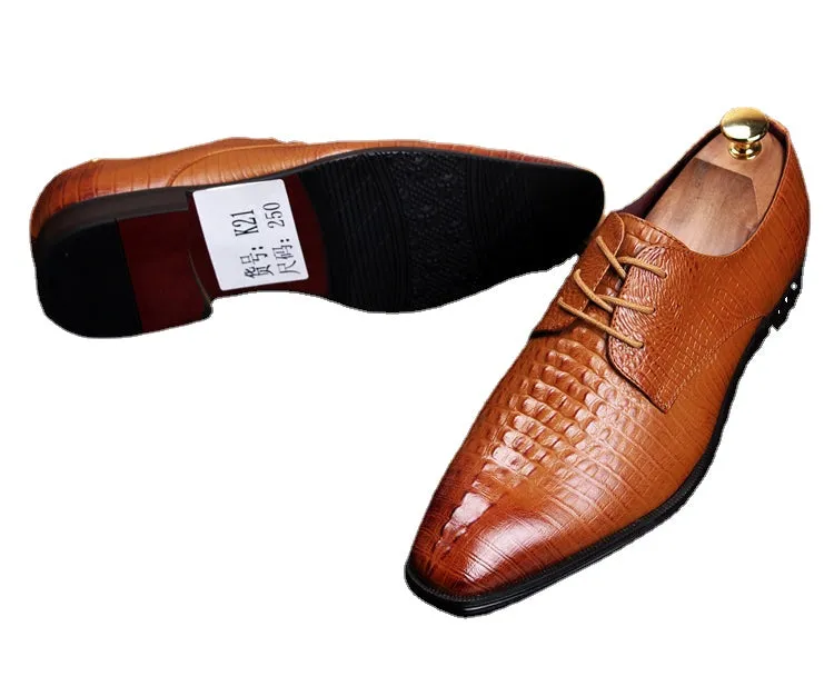 Leather men's pattern casual shoes