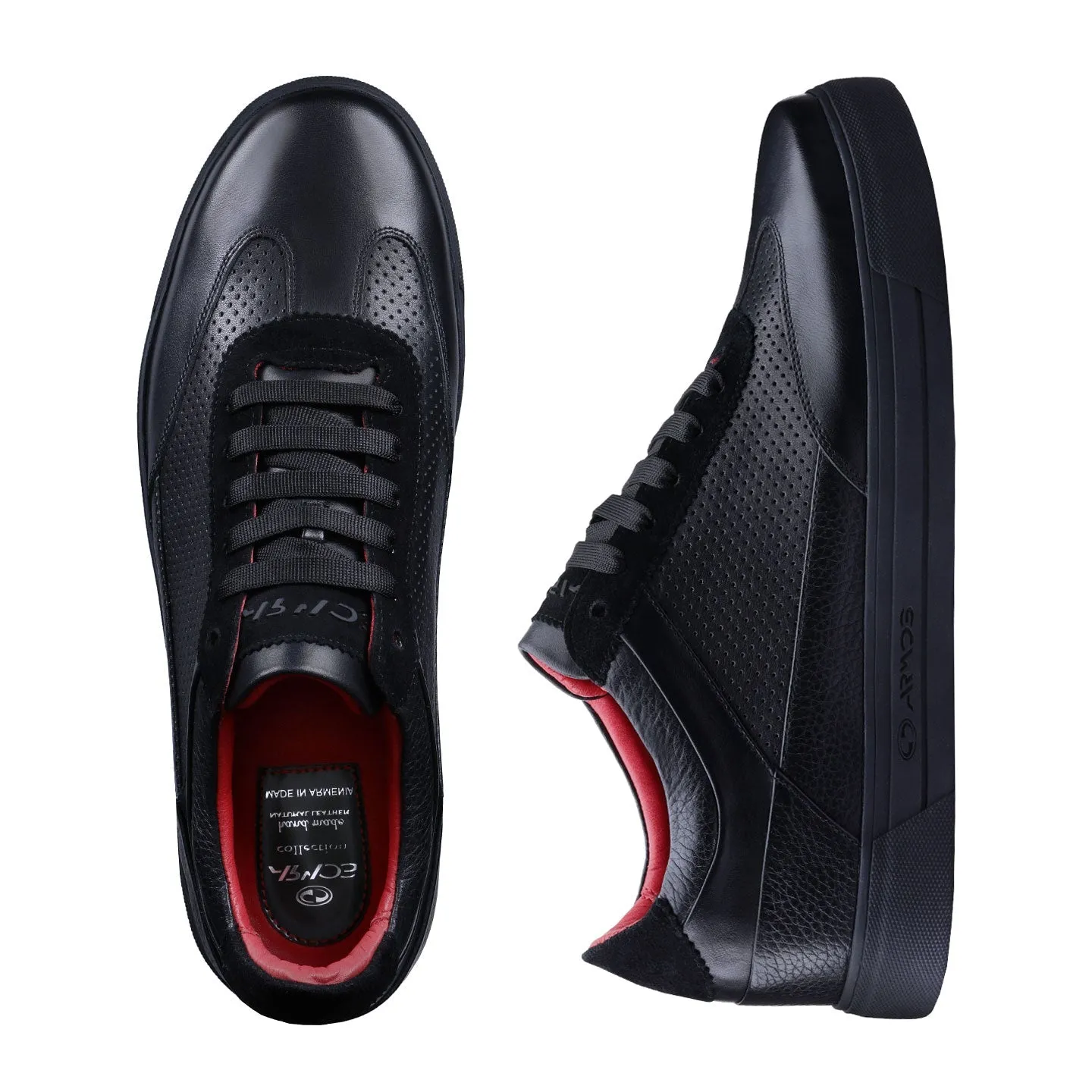 Men's Black Breathable Leather Sneaker
