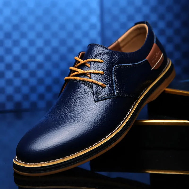 Men's Genuine Leather Lace Up Oxfords | Plus Size