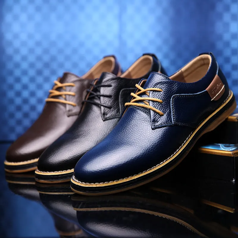 Men's Genuine Leather Lace Up Oxfords | Plus Size