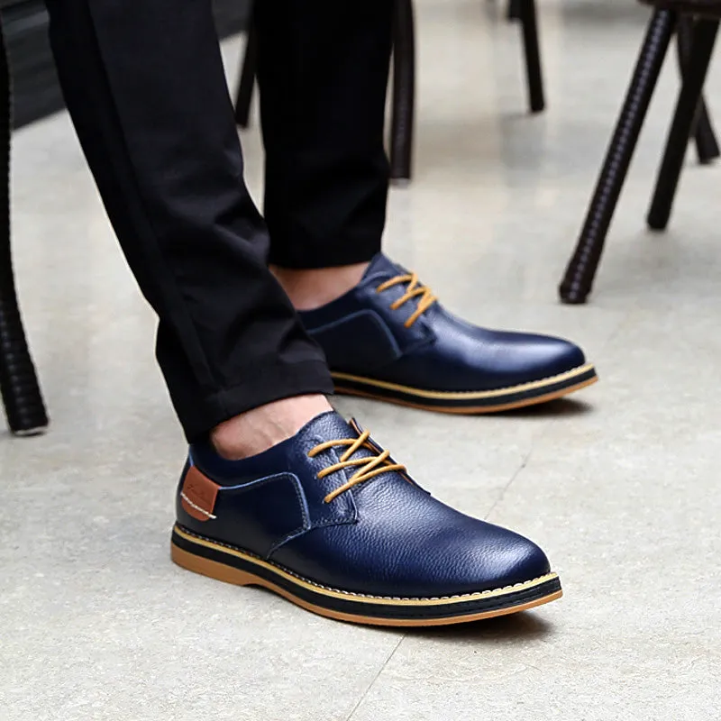 Men's Genuine Leather Lace Up Oxfords | Plus Size