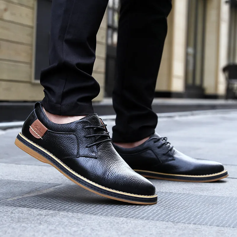 Men's Genuine Leather Lace Up Oxfords | Plus Size