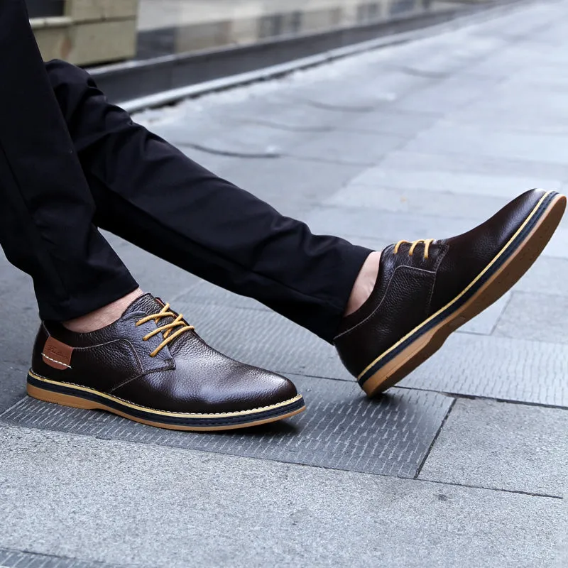 Men's Genuine Leather Lace Up Oxfords | Plus Size