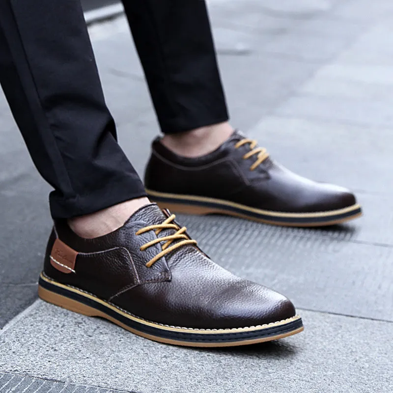 Men's Genuine Leather Lace Up Oxfords | Plus Size