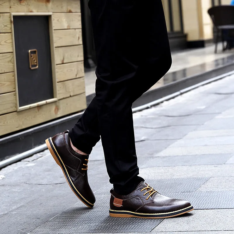 Men's Genuine Leather Lace Up Oxfords | Plus Size