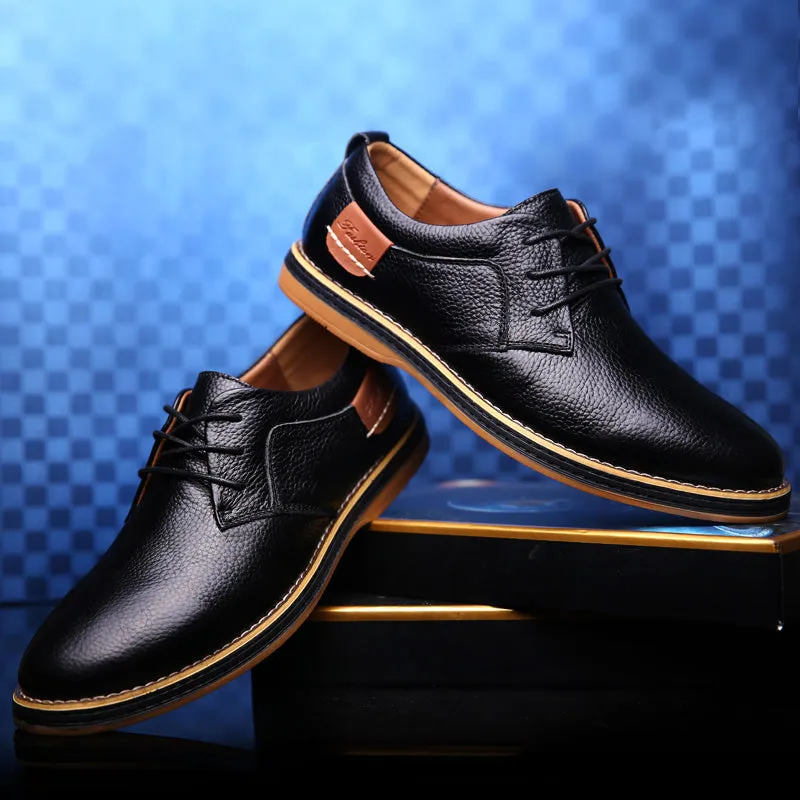 Men's Genuine Leather Lace Up Oxfords | Plus Size