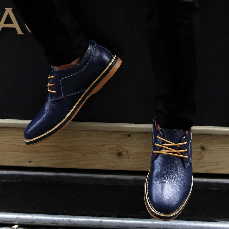 Men's Genuine Leather Lace Up Oxfords | Plus Size
