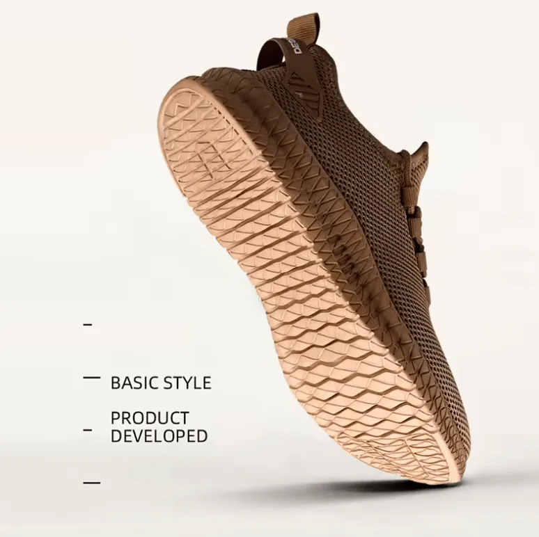 Men’s Non-Slip Casual Sneakers – Breathable Knit Lace-Up Shoes for Jogging, Training, Hiking & Sports