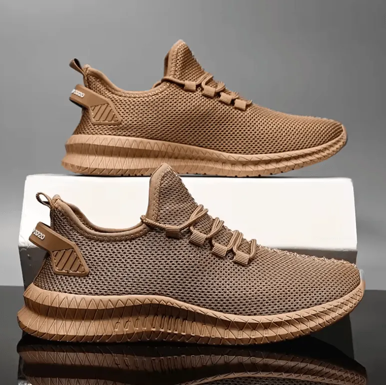 Men’s Non-Slip Casual Sneakers – Breathable Knit Lace-Up Shoes for Jogging, Training, Hiking & Sports