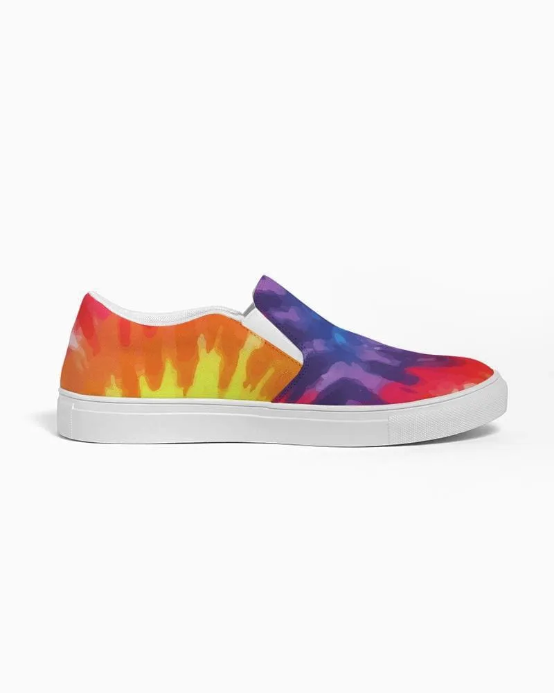 Mens Sneakers - Low Top Sports Shoes / Rainbow Tie-dye Print - S705 by inQue.Style