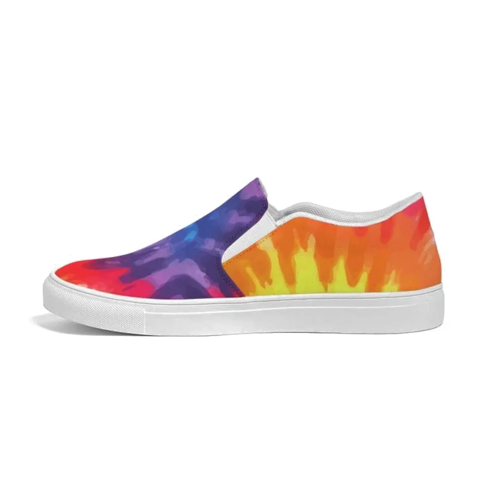 Mens Sneakers - Low Top Sports Shoes / Rainbow Tie-dye Print - S705 by inQue.Style