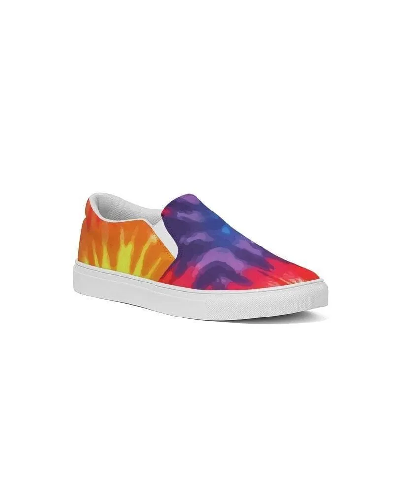 Mens Sneakers - Low Top Sports Shoes / Rainbow Tie-dye Print - S705 by inQue.Style