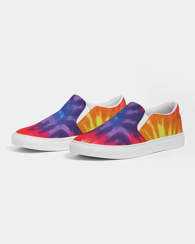 Mens Sneakers - Low Top Sports Shoes / Rainbow Tie-dye Print - S705 by inQue.Style