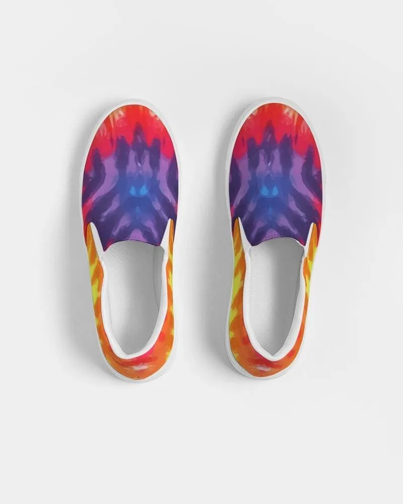 Mens Sneakers - Low Top Sports Shoes / Rainbow Tie-dye Print - S705 by inQue.Style