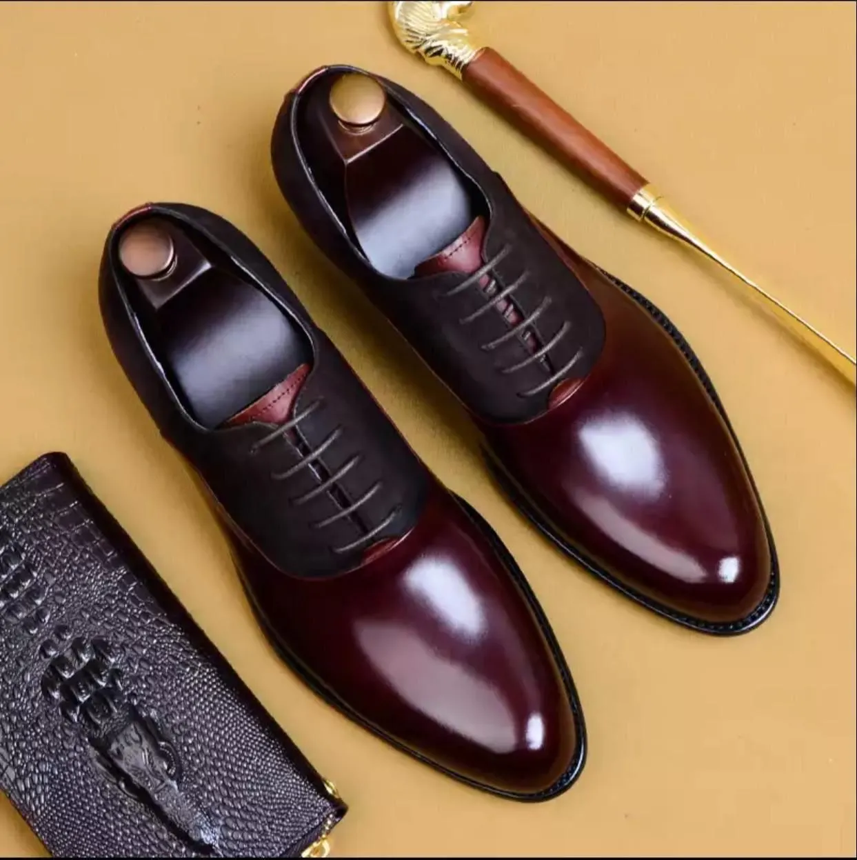 New Elegant Semi Suede Touch Lace up Formal Shoes For Men-