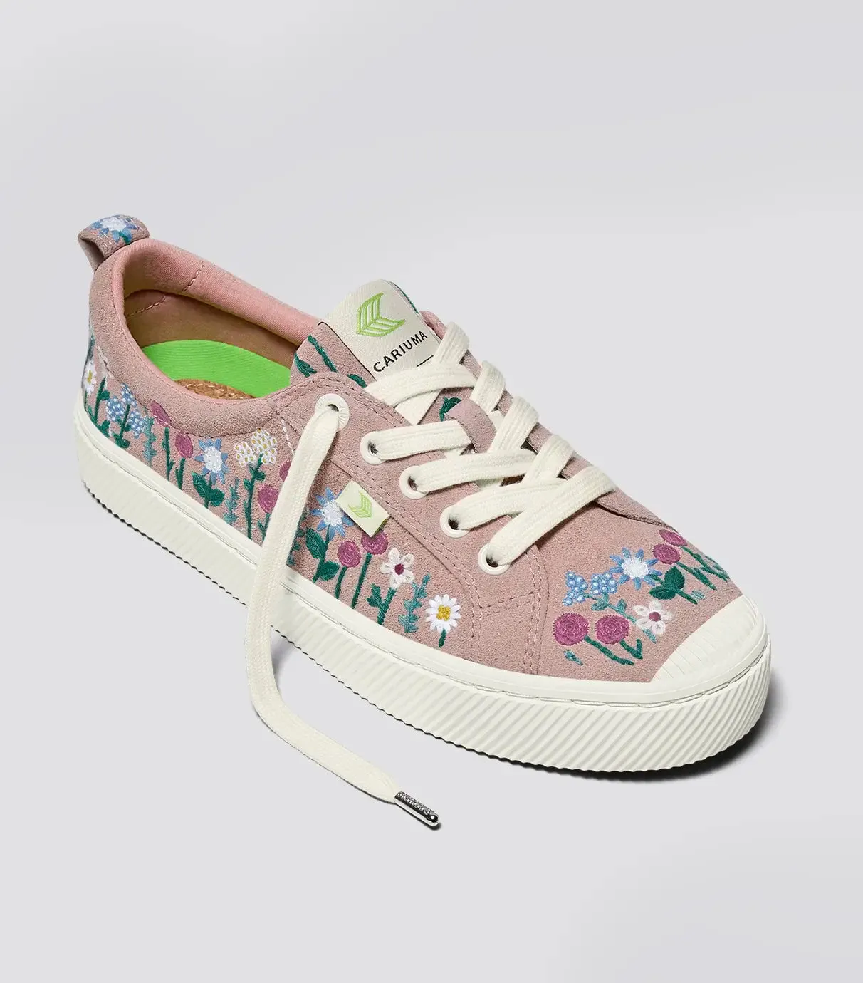 OCA Low Rose Embroidered Flowers Suede Sneaker