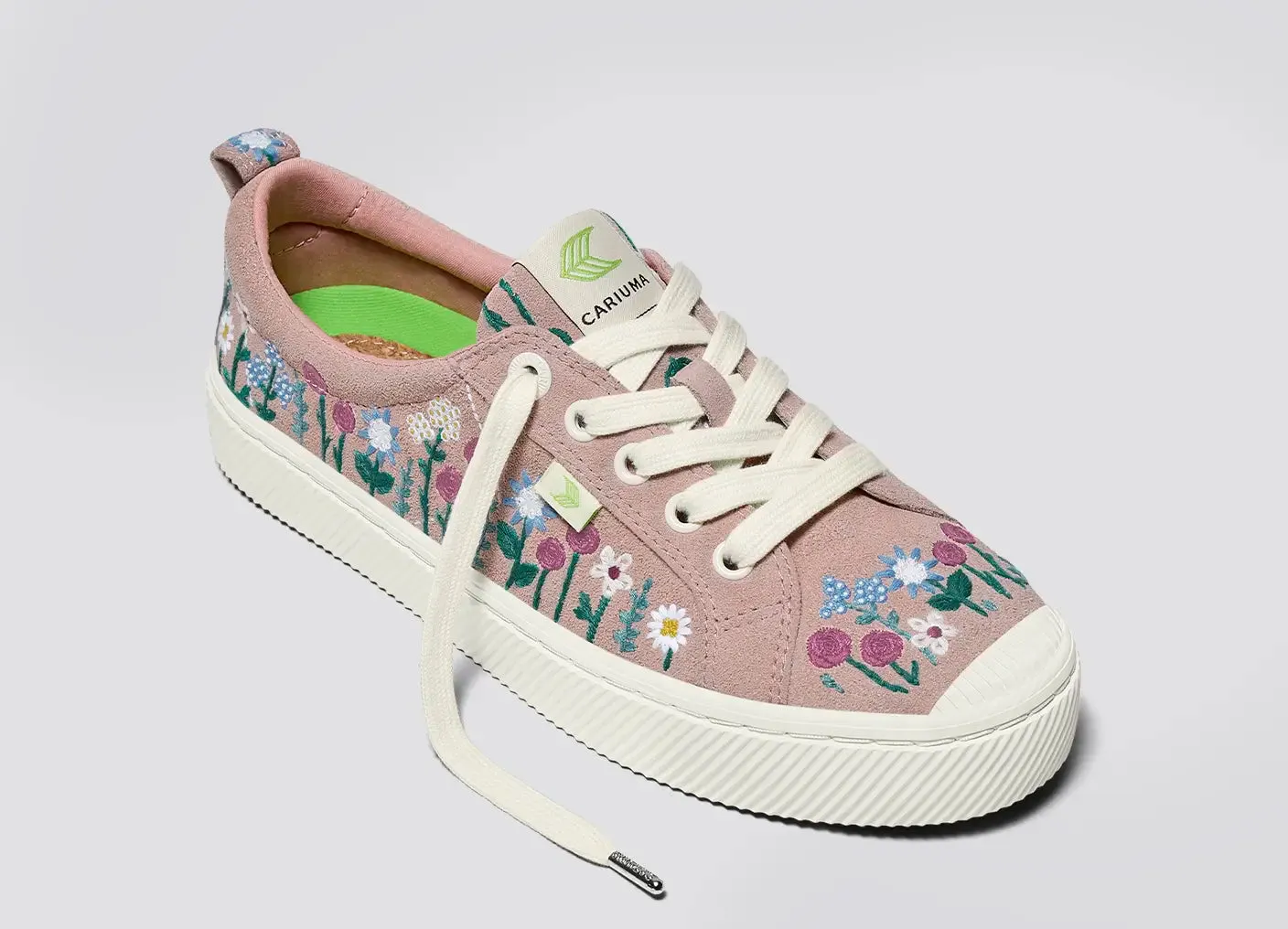 OCA Low Rose Embroidered Flowers Suede Sneaker