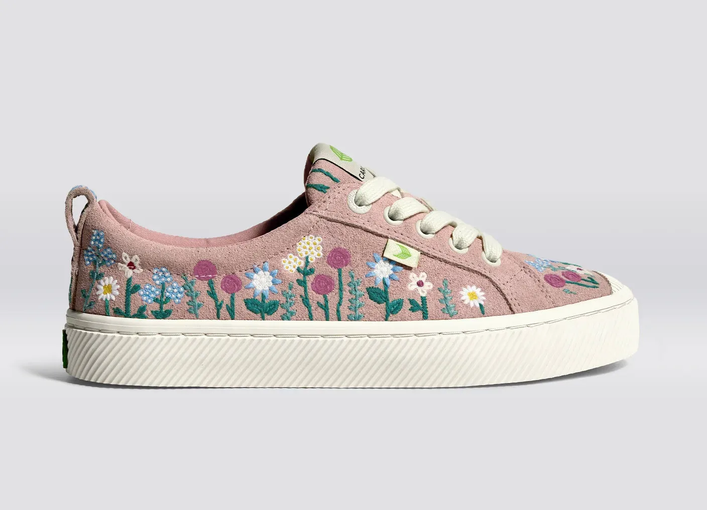 OCA Low Rose Embroidered Flowers Suede Sneaker