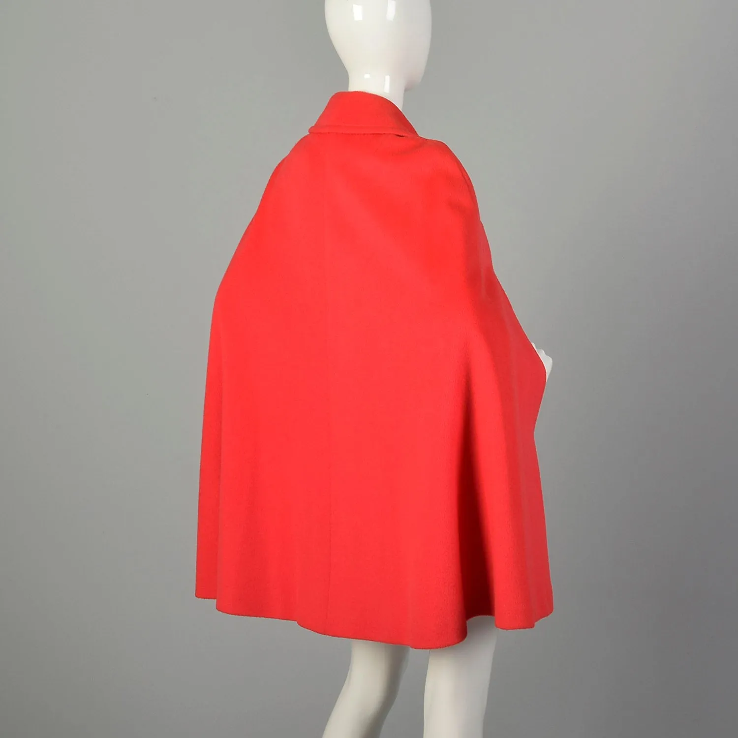 OSFM 1960s Cape Bright Orange Double Breasted Felted Day Glo Neon