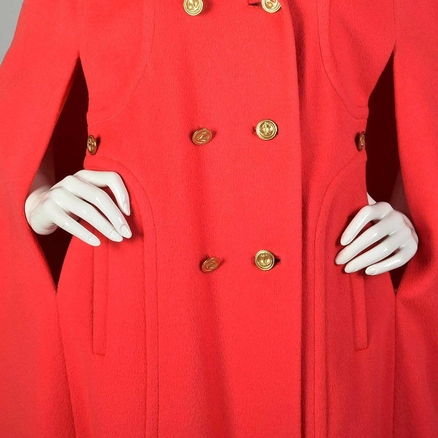 OSFM 1960s Cape Bright Orange Double Breasted Felted Day Glo Neon