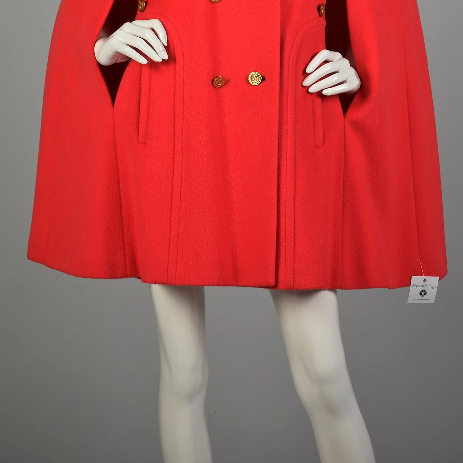 OSFM 1960s Cape Bright Orange Double Breasted Felted Day Glo Neon