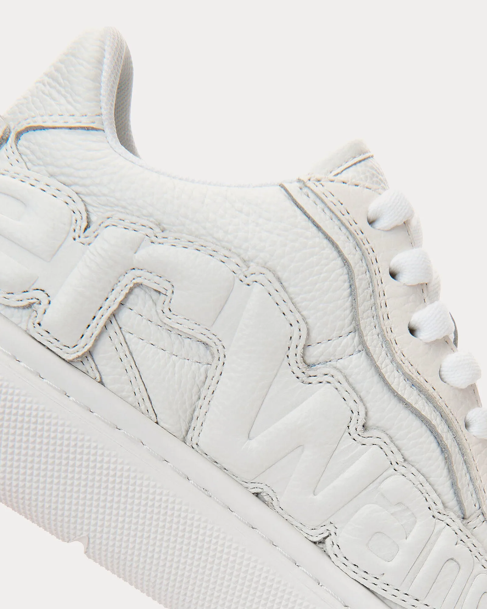 Puff Pebble Leather with Logo White Low Top Sneakers