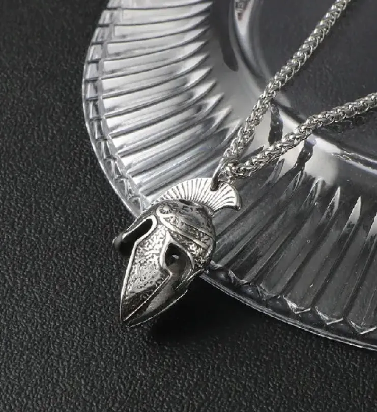 Roman 3D Warrior Helmet - Titanium Steel Men's Pendant & Necklace