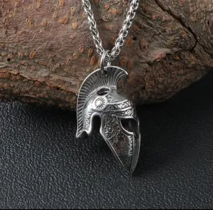 Roman 3D Warrior Helmet - Titanium Steel Men's Pendant & Necklace