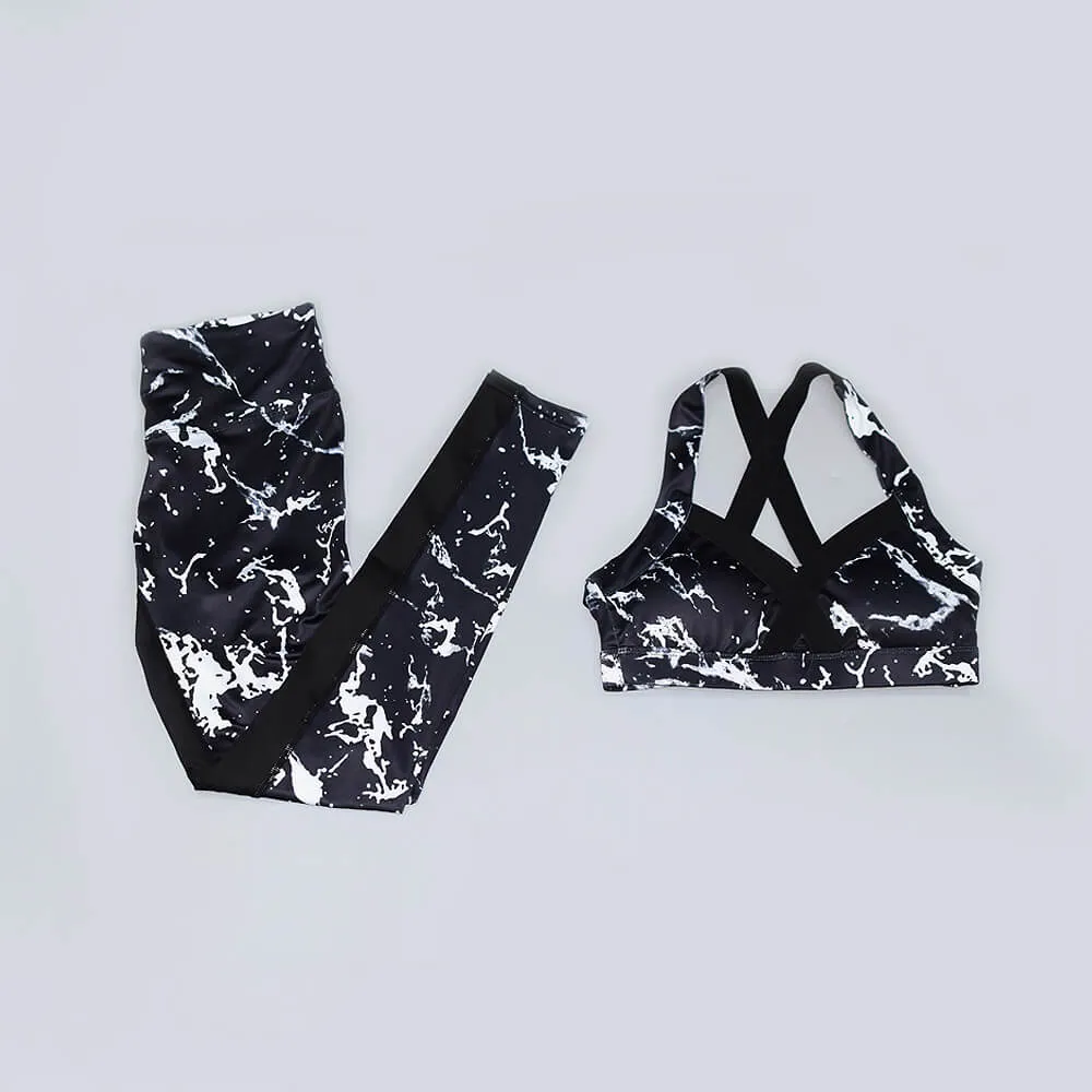 Sexy Black Print Tank Top High Waist Bodycon Skinny Pant Sets