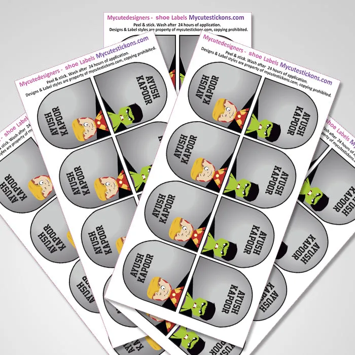 Shoe Labels Pack - Superhero-  12 Pairs