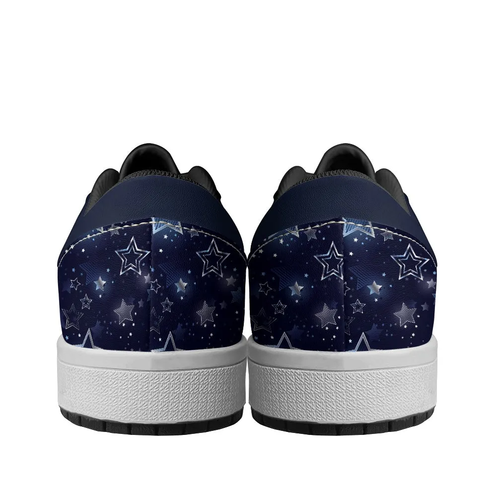 Silver Stars Women's Low Top Vegan Leather Sneakers