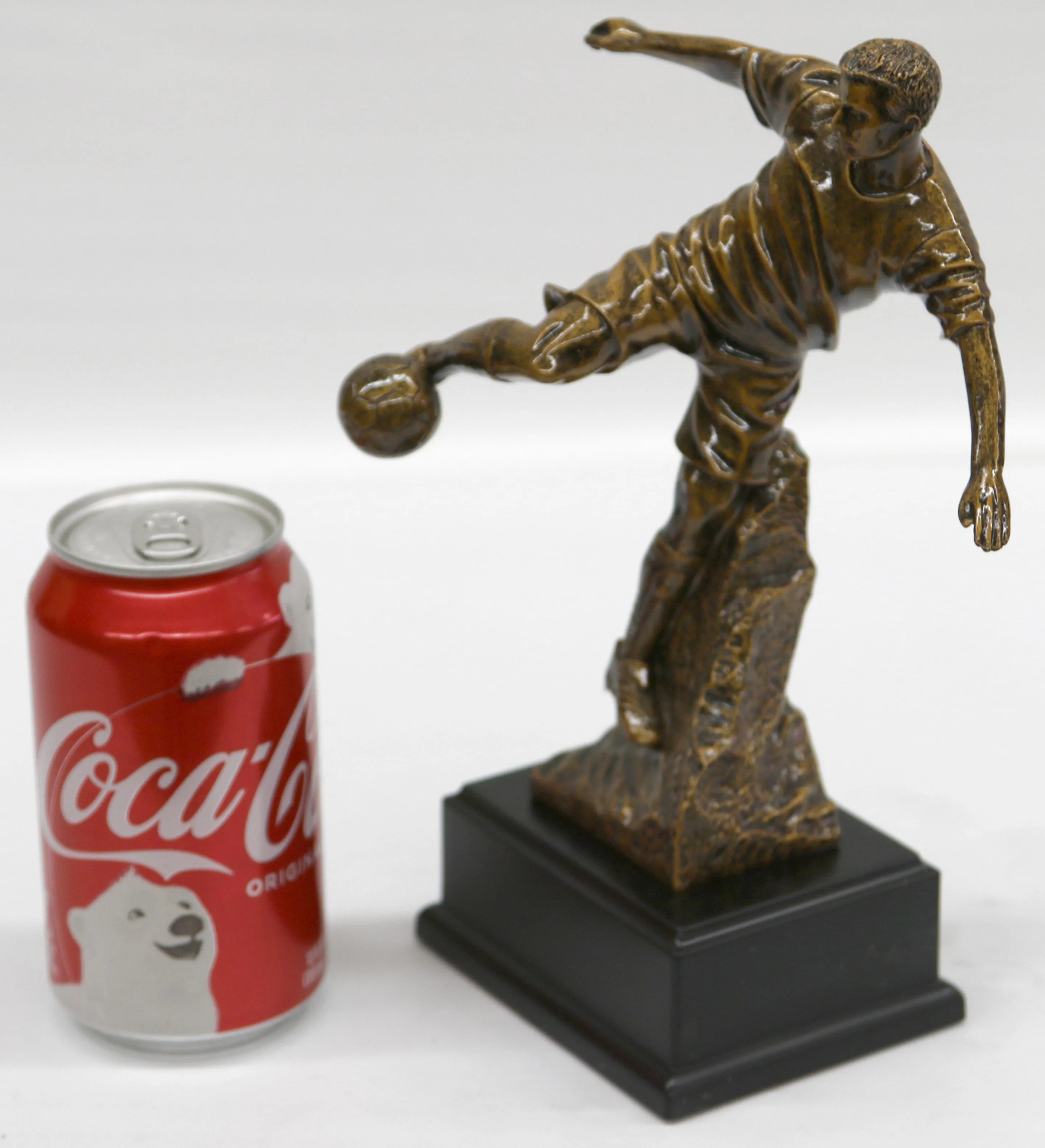 Sport Memorabilia Bronze Covered Male Soccer Player Hand Made Sculpture Figurine