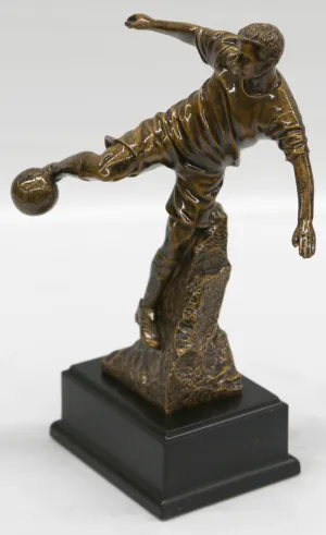 Sport Memorabilia Bronze Covered Male Soccer Player Hand Made Sculpture Figurine