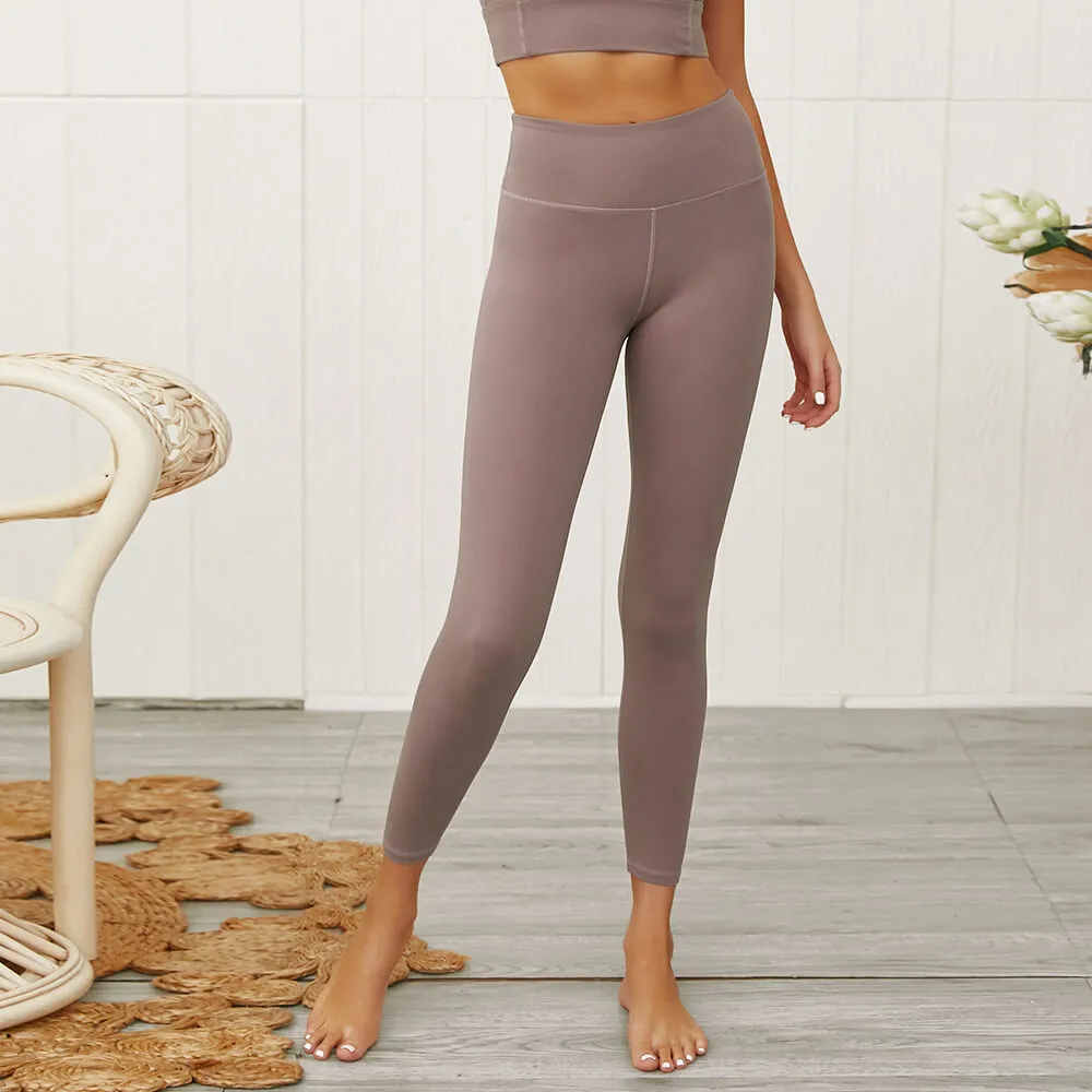 Sports Plain Tank Top High Waist Bodycon Skinny Pant Sets