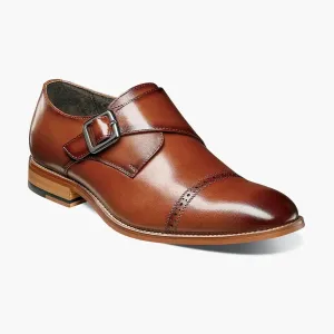 Stacy Adams Desmond Boys Cognac Brown Cap Toe Monk Strap Leather Dress Shoes